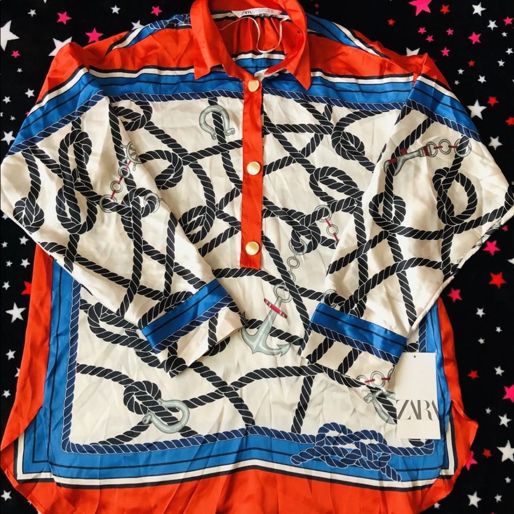 Zara Womens Chain Print Shirt Medium